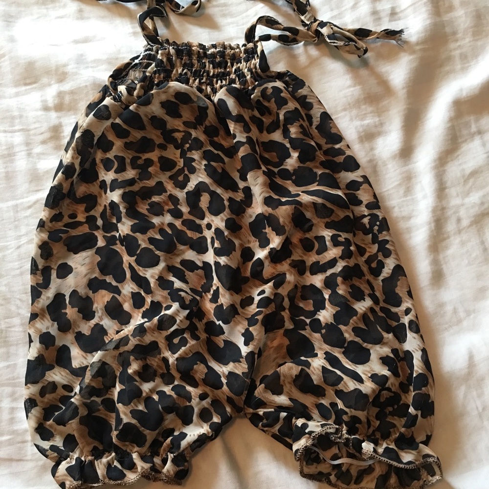 Baby Girl Sheer Leopard Tie Romper